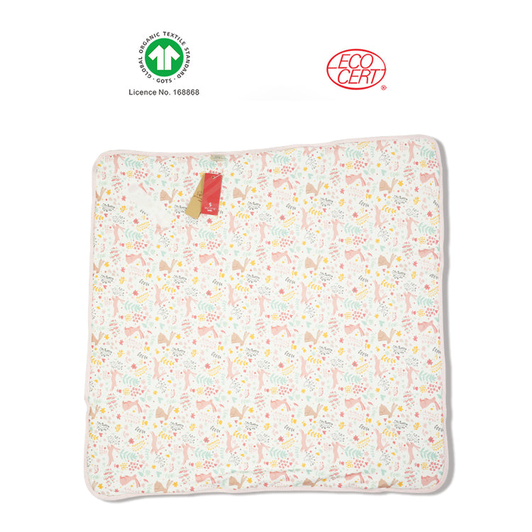GOTS Organic Colour Rabbit Print Blanket (Winter)