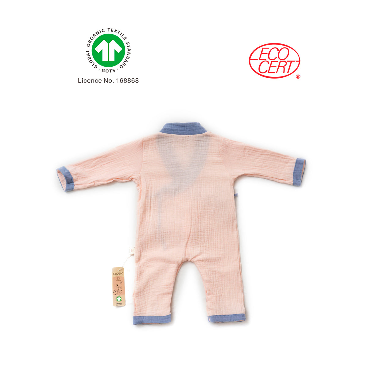 GOTS Certified Organic Doubled Muslin 2 in 1 Onesie (kimono/onesie)